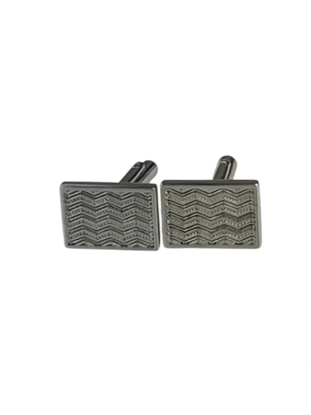 Men's Vintage Silver Rectangular Wave Pattern Cufflinks